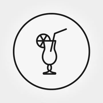 Cocktail. Universal Icon. Vector. Editable Thin line. Stock Illustration