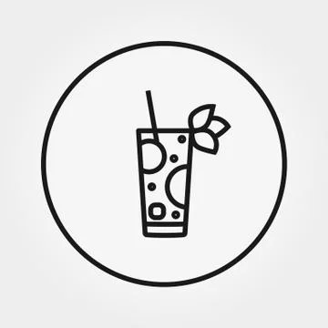 Cocktail. Universal Icon. Vector. Editable Thin line. Illustrazione stock