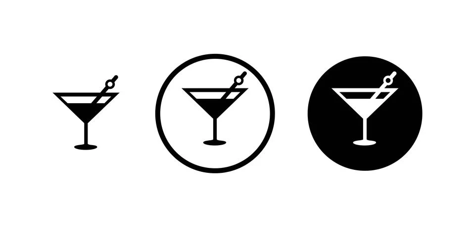 Cocktail vector icon set, alcohol symbol. Modern, simple flat vector illustra Stock Illustration