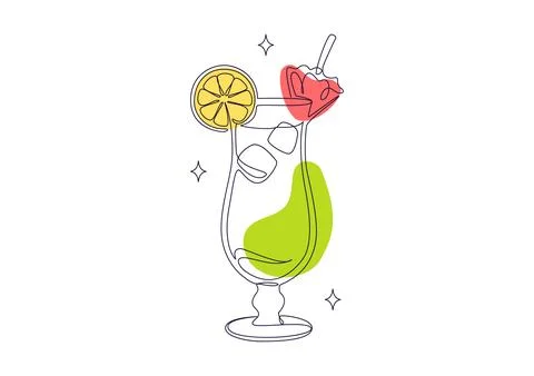 Cocktail Vector Illustration featuring Colorful Mixed Drink, Cocktail Glass.. Stock Illustration