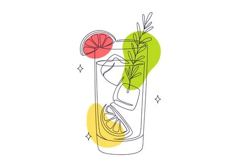Cocktail Vector Illustration featuring Colorful Mixed Drink, Cocktail Glass.. Stock Illustration