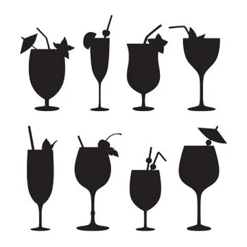 Cocktail vector silhouettes Stock-Illustration
