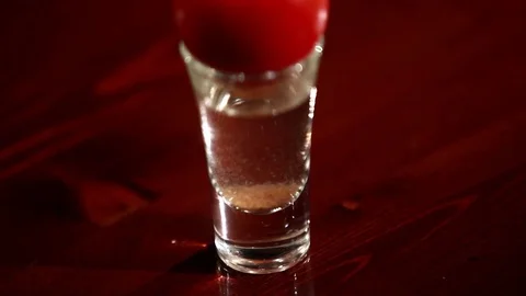 Cocktail vodka with tomatoes. Stock Footage 80309473