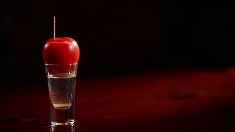 Cocktail vodka with tomatoes. Stock Footage 80309484