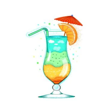 Cocktail on white background Stock Illustration