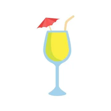 Cocktail on white background. Vector illustration in trendy flat style. EPS 10 Stock Illustration