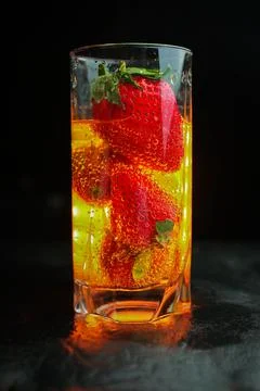Cocktail Yellow Strawberry Stock Photos