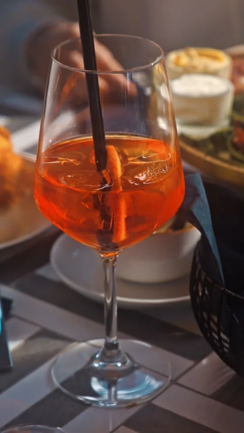 Cocktails and Brunch Drinks in Elegant Restaurant Setting Stock Footage 334602841