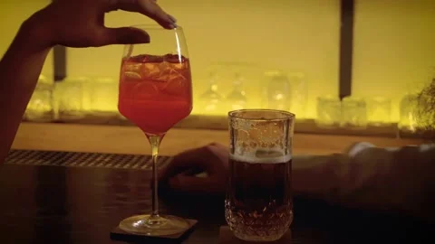 Cocktails and Chill Experience Evening Drinks at a Bar with Friends and Fun Stock Footage 294601780