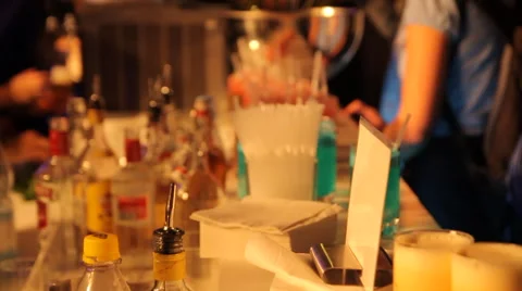 Cocktails on a bar Stock Footage 63602739