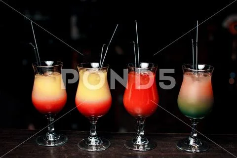 Cocktails at the bar. Stock Photos