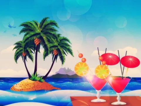 Cocktails on the beach Illustrazione stock