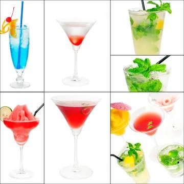 Cocktails collage Stock Photos