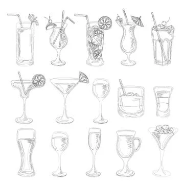 Cocktails collection. Vector Set Stock Illustration
