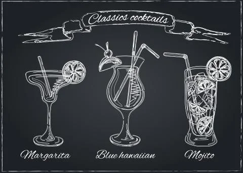 Cocktails collection. Vector Set Stock Illustration