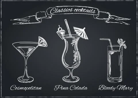 Cocktails collection. Vector Set Stock Illustration
