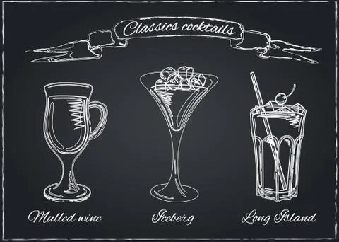 Cocktails collection. Vector Set Stock Illustration