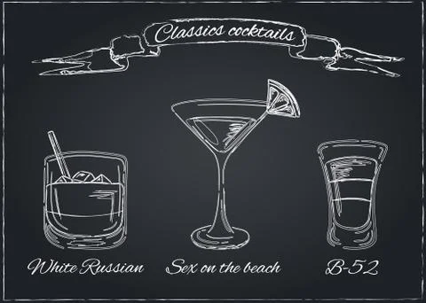 Cocktails collection. Vector Set Stock Illustration