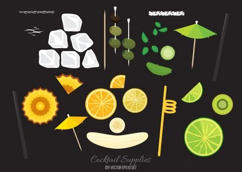 Cocktails decorations Stock Illustration