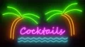 Cocktails neon sign lights logo text glowing disco bar cocktail 4k 4k or 4k+ Resolution