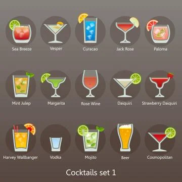 Cocktails set Stock Illustration