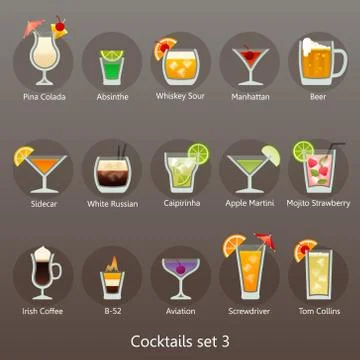 Cocktails set Stock Illustration