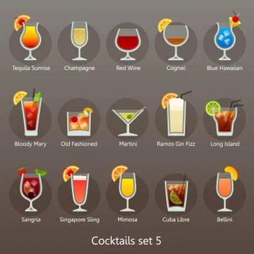 Cocktails set Stock Illustration