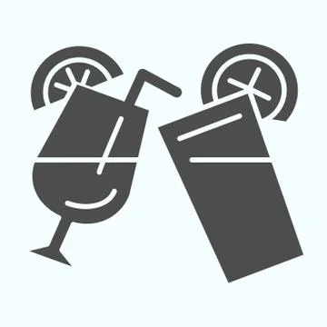 Cocktails solid icon. Bar cocktail glasses vector illustration isolated on white Illustrazione stock