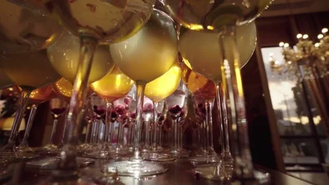 Cocktails stemware Stock Footage 156834371