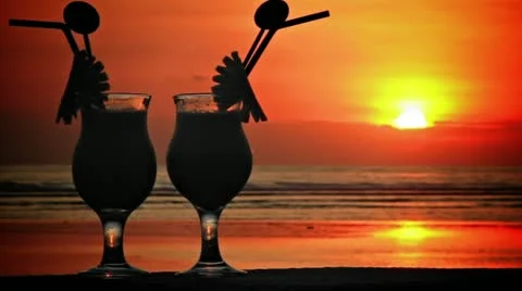 Cocktails at sunset 2 Stock Footage 12238988