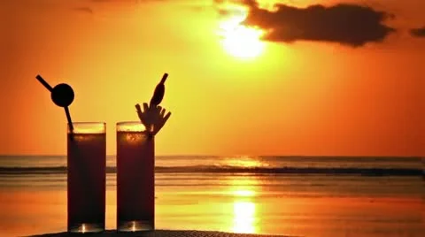 Cocktails at sunset Stock Footage 12238985