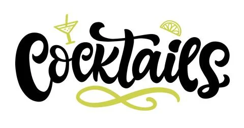 Cocktails vector logo badge hand written lettering Stock Illustration