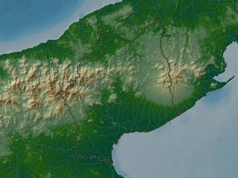 Cocle, Panama. Colored elevation map with lakes and rivers Illustrazione stock