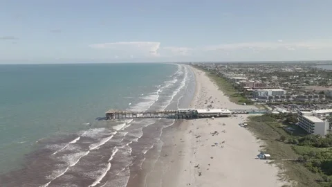 Coco Beach, Florida Aerial Drone Pan Stock Footage 229499138
