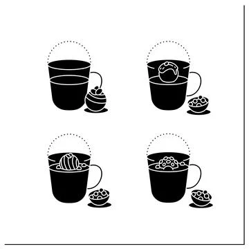 Coco bombs glyph icons set Stock Illustration