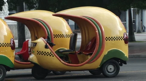 Coco Cabs in Havana Centro Stock Footage 4637097