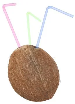 Coco with straw Stock Photos