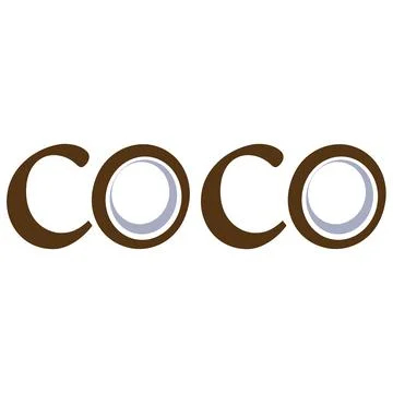 Coco text logo with coconut-shaped O Stock Illustration