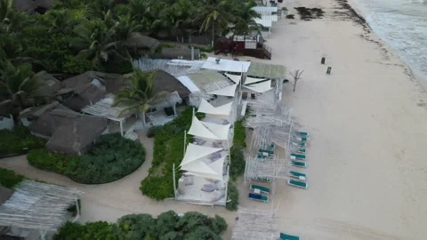 Coco Tulum beach circling view on the Riviera Maya, Tulum Mexico Stock Footage 137428278
