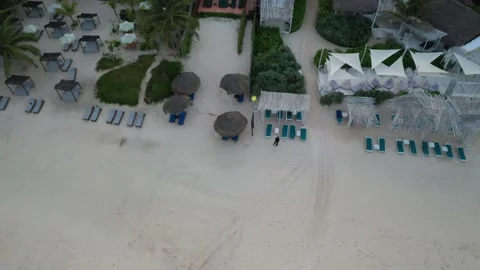Coco Tulum Looking down over sand parallel to beach 1 Vídeo Stock 137428272
