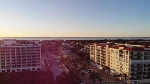 Cocoa Beach pan view at sunset. Stock Footage 125701443