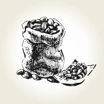 Cocoa bean bag Stock Illustration