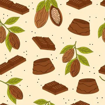 Cocoa bean candy pattern. Vector 스톡 일러스트