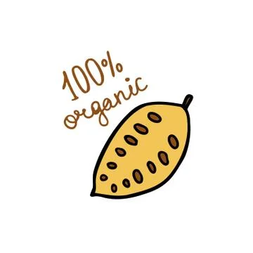 Cocoa bean doodle icon, vector color line illustration Stock Illustration