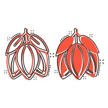 Cocoa bean icon in comic style. Chocolate cream cartoon vector illustration o Stock Illustration