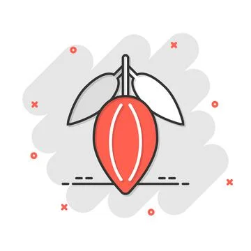 Cocoa bean icon in comic style. Chocolate cream cartoon vector illustration o Stock Illustration