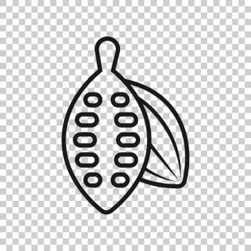 Cocoa bean icon in flat style. Chocolate cream vector illustration on white i Stock Illustration