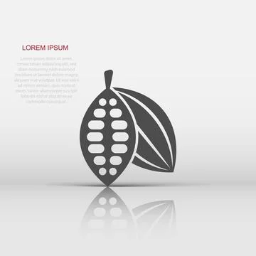 Cocoa bean icon in flat style. Chocolate cream vector illustration on white.. Stock Illustration