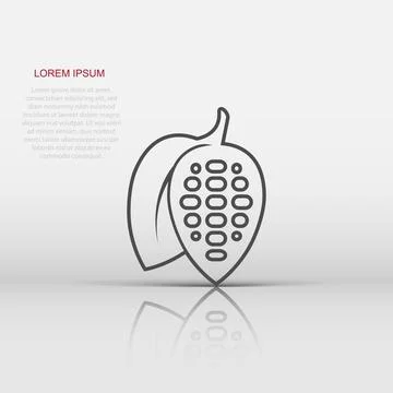Cocoa bean icon in flat style. Chocolate cream vector illustration on white.. Stock Illustration