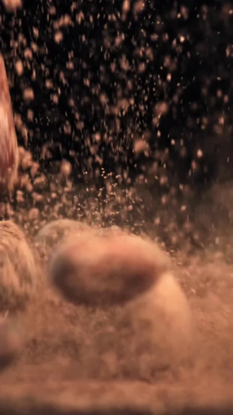 Cocoa beans fall on the table. Filmed on a high-speed camera at 1000 fps Stock Footage 335370761
